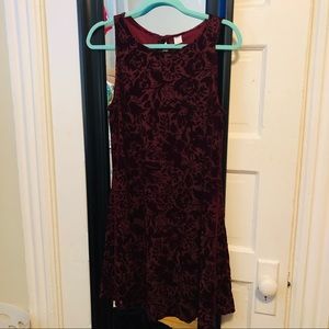 Faux Velvet High Neck Dress
